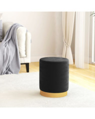 Tabouret de rangement rond Noir Velours | Mobilier & Déco