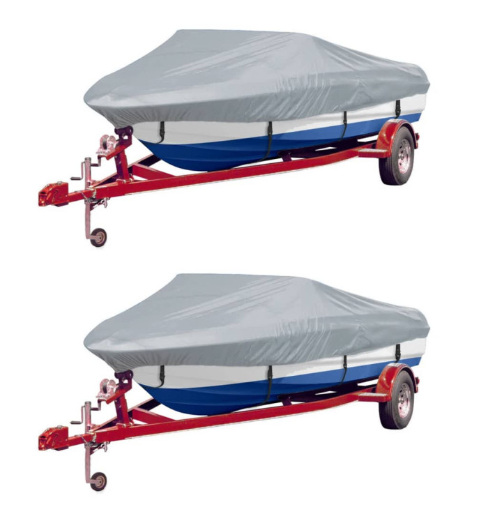 Housses de bateau 2 pcs Gris Longueur 610-671 cm Largeur 254 cm | Mobilier & Déco