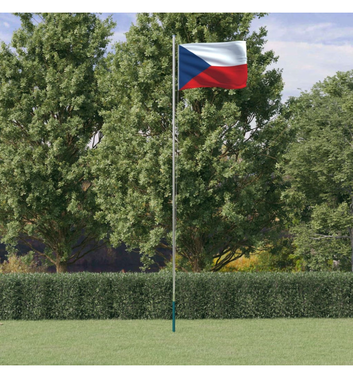 Drapeau tchèque et mât 6,23 m Aluminium | Mobilier & Déco