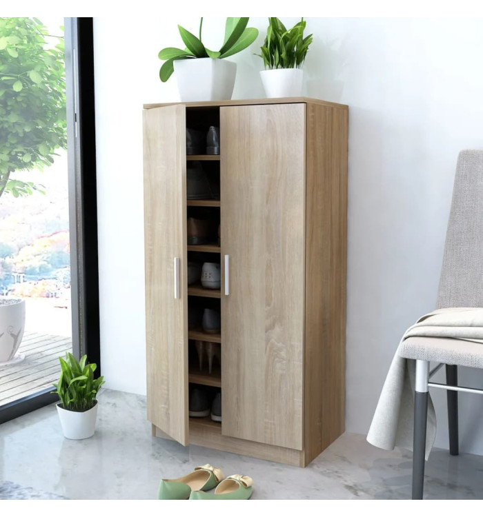 Meuble à chaussures 7 étagères chêne | Mobilier & Déco