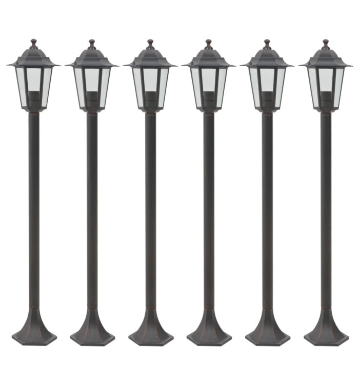 Lampe de jardin à piquet 6 pcs E27 110 cm Aluminium Bronze | Mobilier & Déco