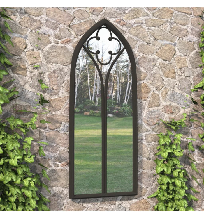 Miroir de jardin Noir 100x45 cm Fer pour utilisation extérieure | Mobilier & Déco