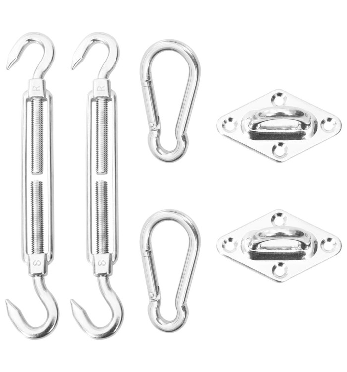 Kit de montage de voile d'ombrage 6 pcs Acier inoxydable | Mobilier & Déco