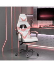 Chaise de jeu avec repose-pied Blanc et rose Similicuir | Mobilier & Déco