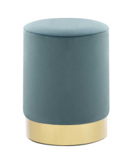 Tabouret Bleu clair et doré Velours | Mobilier & Déco