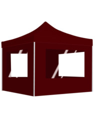 Tente de réception pliable avec parois Aluminium 3x3 m Bordeaux | Mobilier & Déco