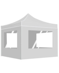 Tente de réception pliable avec parois Aluminium 2x2 m Blanc | Mobilier & Déco