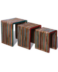 Table gigogne 3 pcs Teck recyclé coloré | Mobilier & Déco