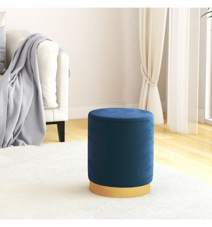 Tabouret de rangement rond Bleu Velours | Mobilier & Déco