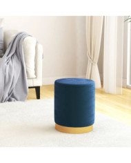 Tabouret de rangement rond Bleu Velours | Mobilier & Déco