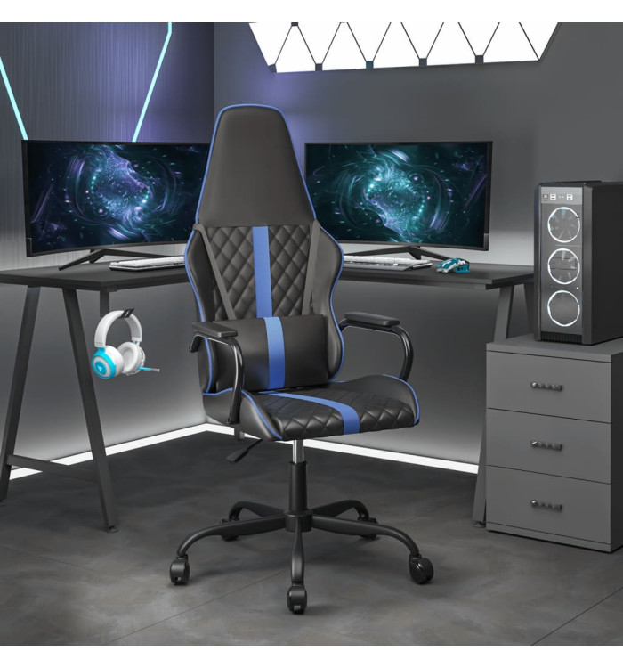 Chaise de jeu de massage bleu et noir similicuir | Mobilier & Déco