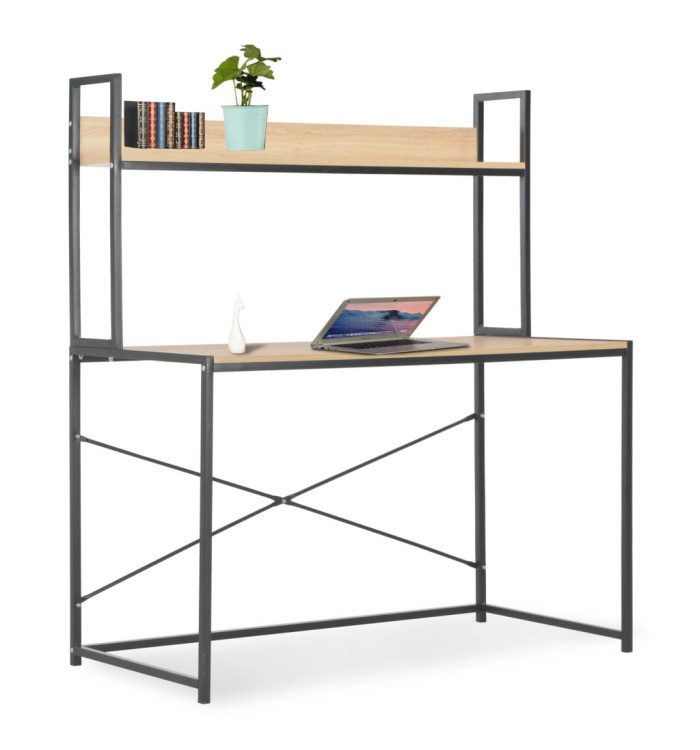 Bureau d'ordinateur Noir et chêne 120 x 60 x 138 cm | Mobilier & Déco