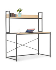 Bureau d'ordinateur Noir et chêne 120 x 60 x 138 cm | Mobilier & Déco
