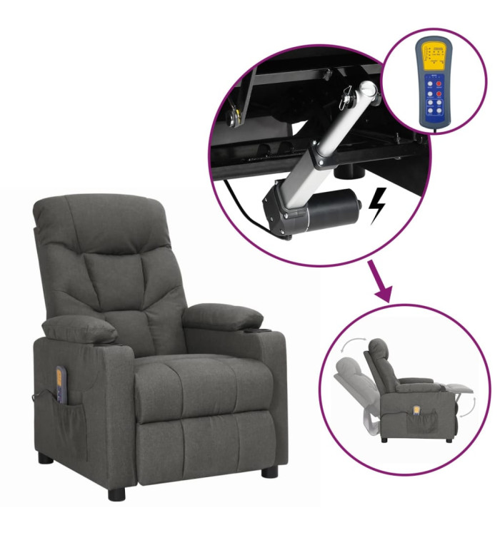 Fauteuil de massage inclinable Gris foncé Tissu | Mobilier & Déco