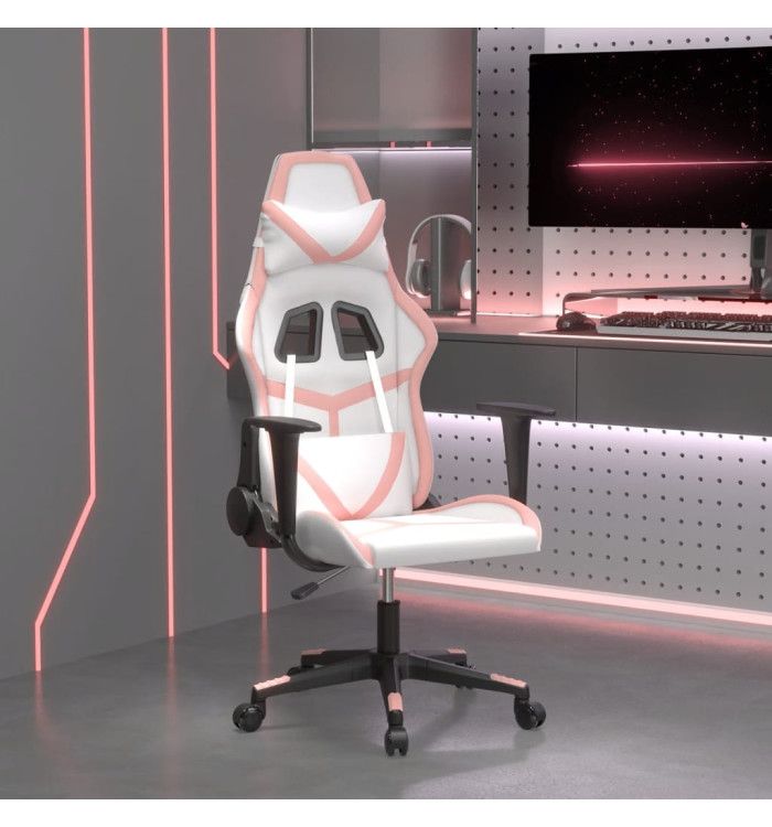 Chaise de jeu de massage Blanc et rose Similicuir | Mobilier & Déco