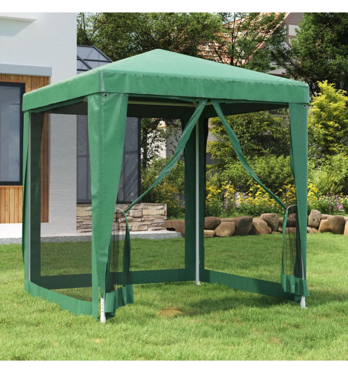 Tente de fête avec 4 parois latérales en maille Vert 2x2 m PEHD | Mobilier & Déco