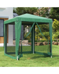 Tente de fête avec 4 parois latérales en maille Vert 2x2 m PEHD | Mobilier & Déco