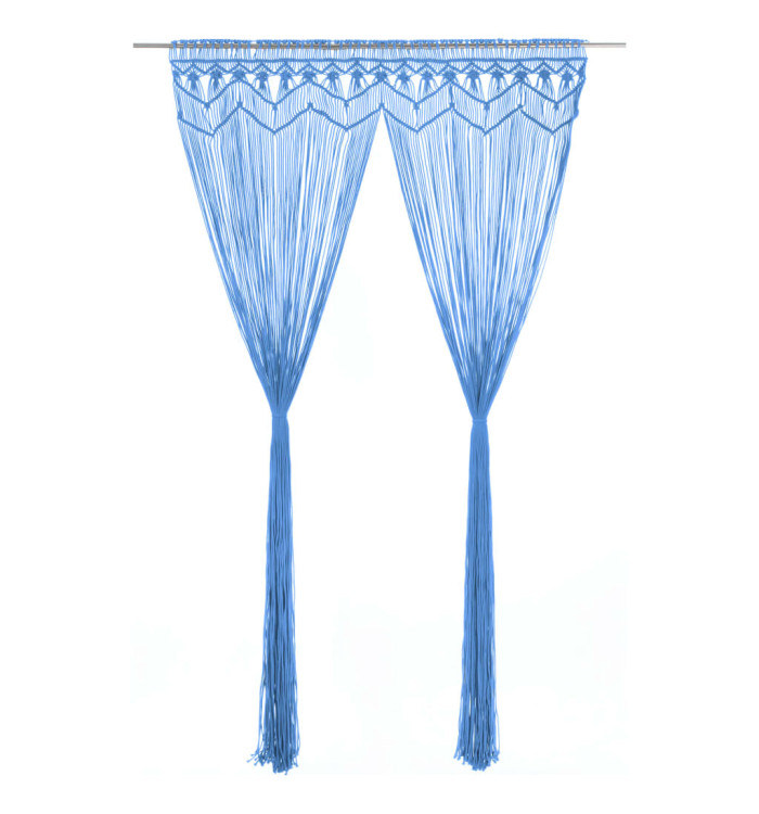 Rideau en macramé Bleu 140x240 cm Coton | Mobilier & Déco