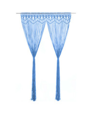 Rideau en macramé Bleu 140x240 cm Coton | Mobilier & Déco