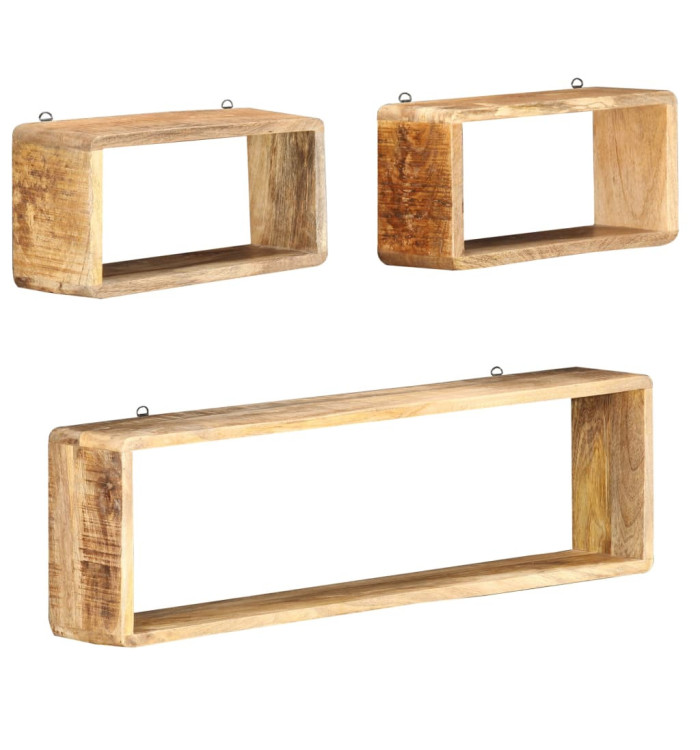 Ensemble d'étagère cube 3 pcs bois solide de manguier | Mobilier & Déco