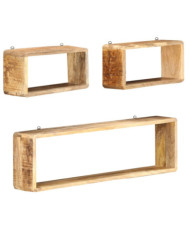 Ensemble d'étagère cube 3 pcs bois solide de manguier | Mobilier & Déco