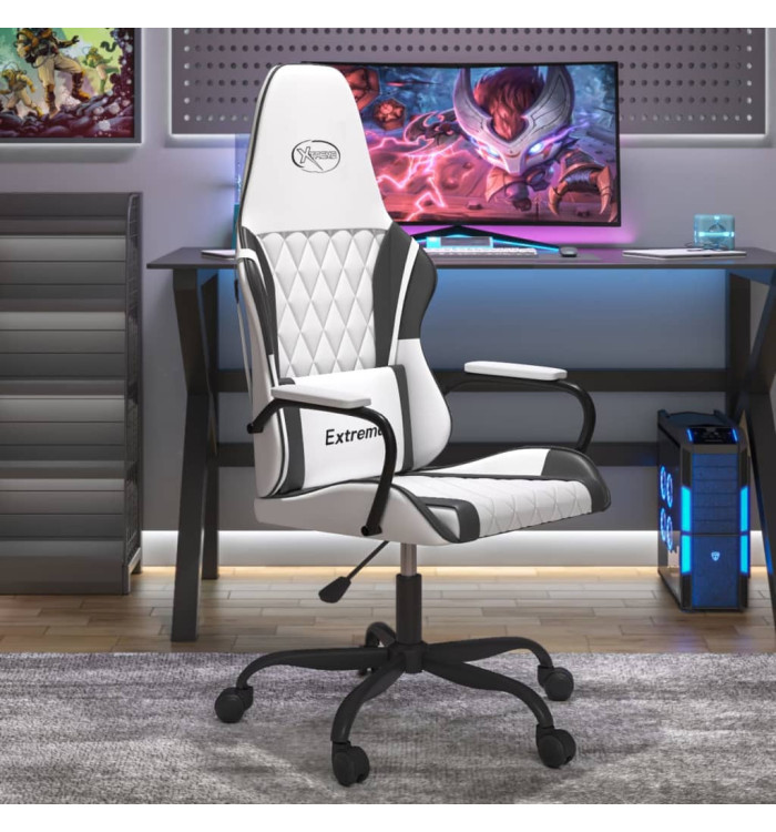 Chaise de jeu de massage Blanc et noir Similicuir | Mobilier & Déco