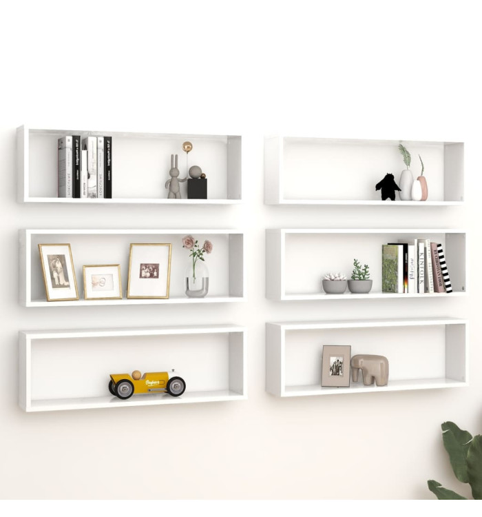 Étagères cube murales 6pcs Blanc 80x15x26,5cm bois d'ingénierie | Mobilier & Déco