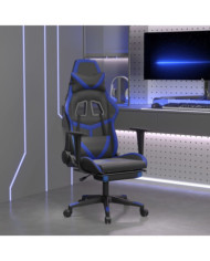 Chaise de jeu avec repose-pied Noir et bleu Similicuir | Mobilier & Déco