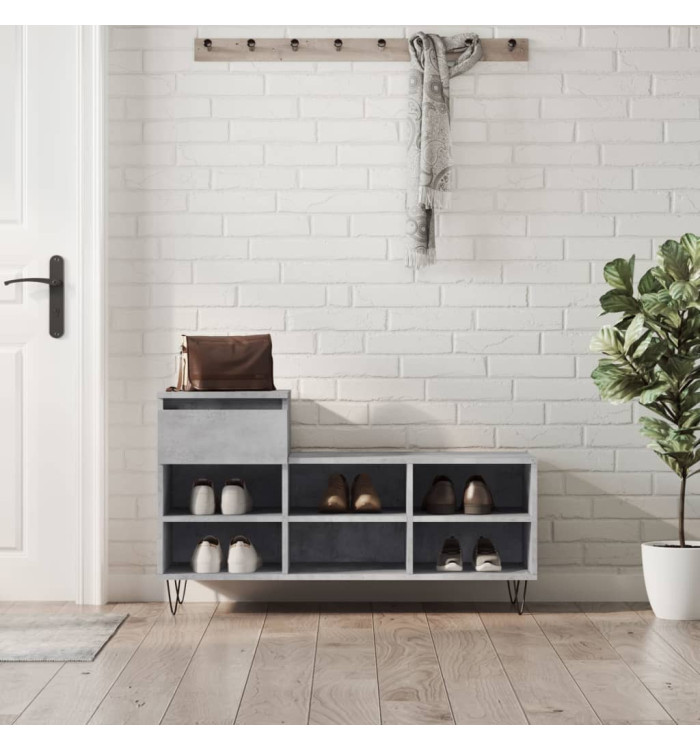 Armoire à chaussures Gris béton 102x36x60 cm Bois d'ingénierie | Mobilier & Déco
