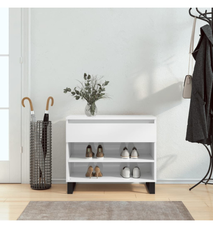 Armoire à chaussure Blanc brillant 70x36x60 cm Bois ingénierie | Mobilier & Déco