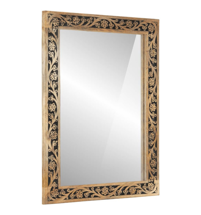 Miroir de bain 50x70x2,5 cm bois de manguier massif et verre | Mobilier & Déco