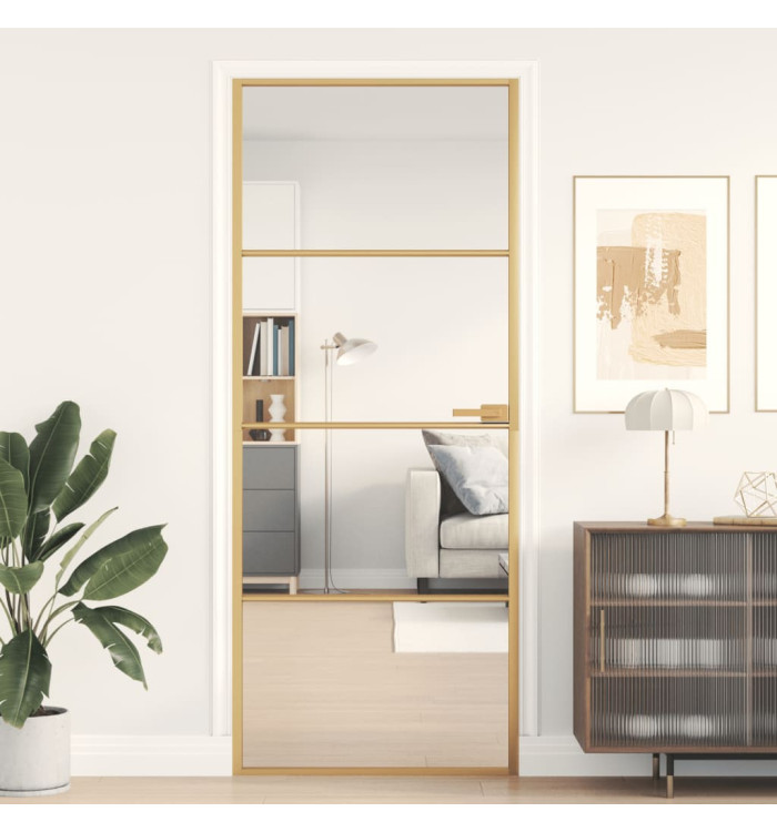 Porte intérieure mince doré 83x201,5 cm verre trempé aluminium | Mobilier & Déco