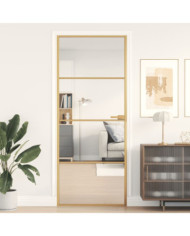 Porte intérieure mince doré 83x201,5 cm verre trempé aluminium | Mobilier & Déco