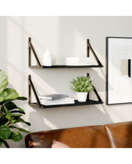 Étagères murales 2 pcs noir 60x25x25,5 cm bois d'ingénierie | Mobilier & Déco