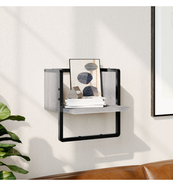 Étagère murale avec barre sonoma gris 30x25x30 cm | Mobilier & Déco