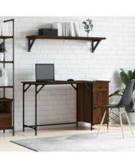 Bureau d'ordinateur chêne marron 131x48x75 cm bois d’ingénierie | Mobilier & Déco