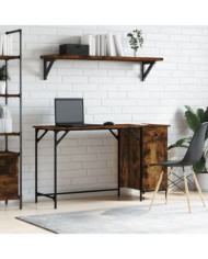 Bureau d'ordinateur chêne fumé 131x48x75 cm bois d’ingénierie | Mobilier & Déco