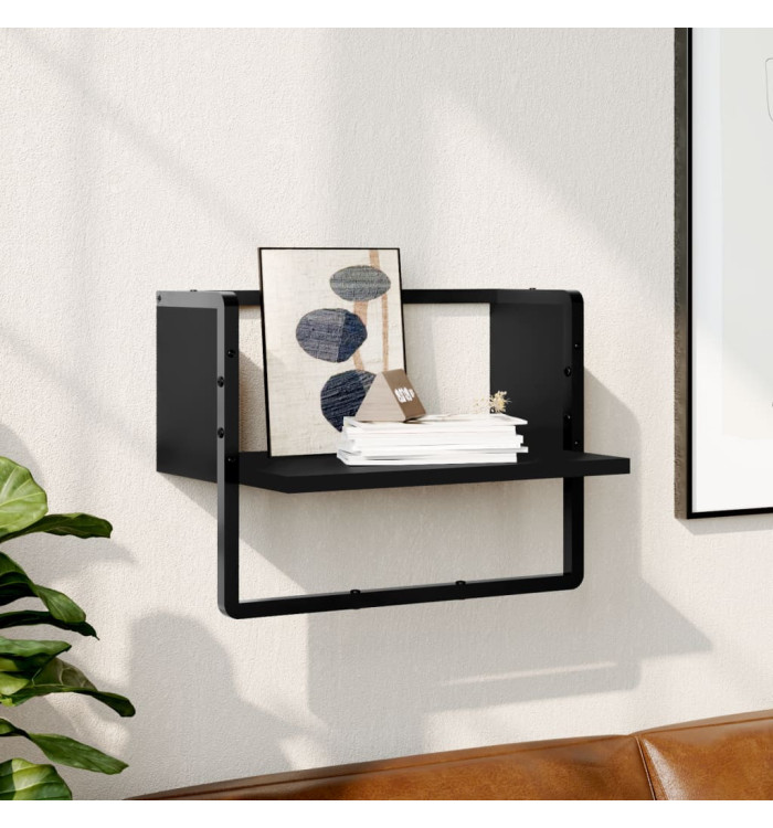 Étagère murale avec barre noir 40x25x30 cm | Mobilier & Déco
