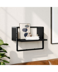Étagère murale avec barre noir 40x25x30 cm | Mobilier & Déco