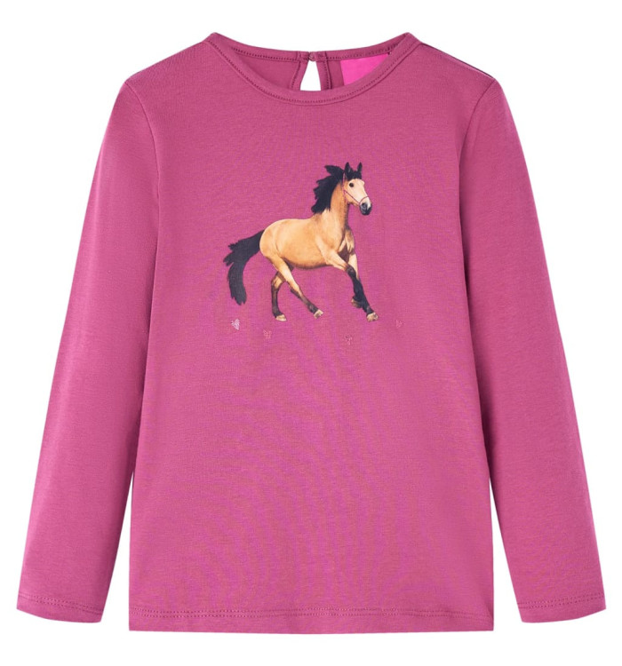 T-shirt enfants à manches longues framboise 128 | Mobilier & Déco