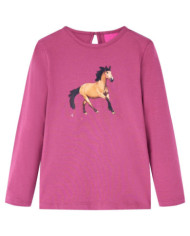 T-shirt enfants à manches longues framboise 128 | Mobilier & Déco