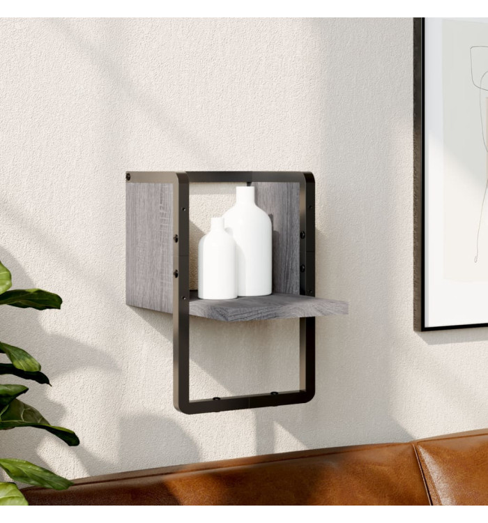 Étagère murale avec barre sonoma gris 20x25x30 cm | Mobilier & Déco