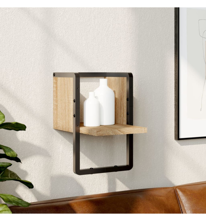 Étagère murale avec barre chêne sonoma 20x25x30 cm | Mobilier & Déco