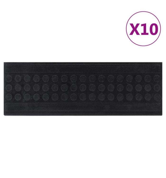 Marches d'escalier 10 pcs 25x75 cm caoutchouc | Mobilier & Déco