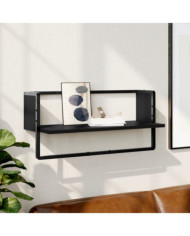 Étagère murale avec barre noir 65x25x30 cm | Mobilier & Déco
