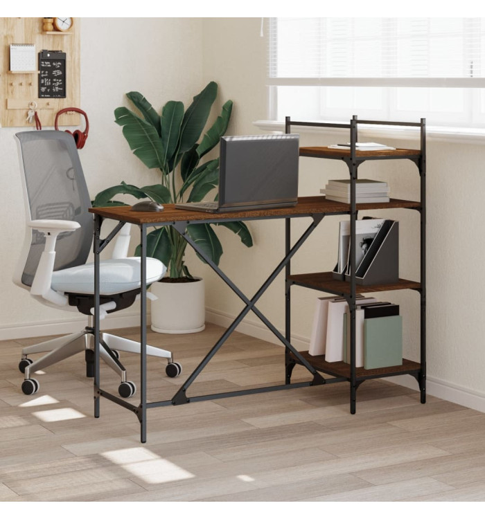 Bureau d'ordinateur avec étagères chêne marron 120x47x109 cm | Mobilier & Déco