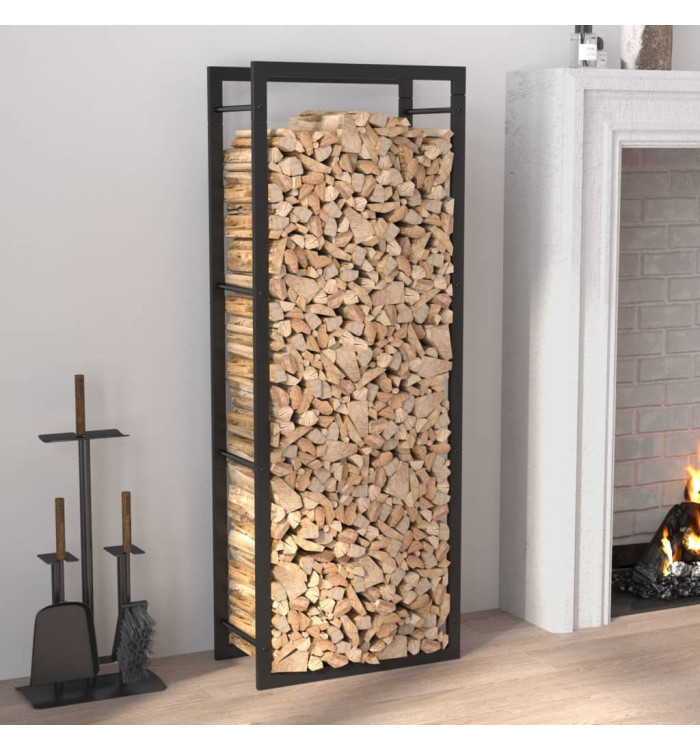 Portant de bois de chauffage Noir mat 50x28x132 cm Acier | Mobilier & Déco