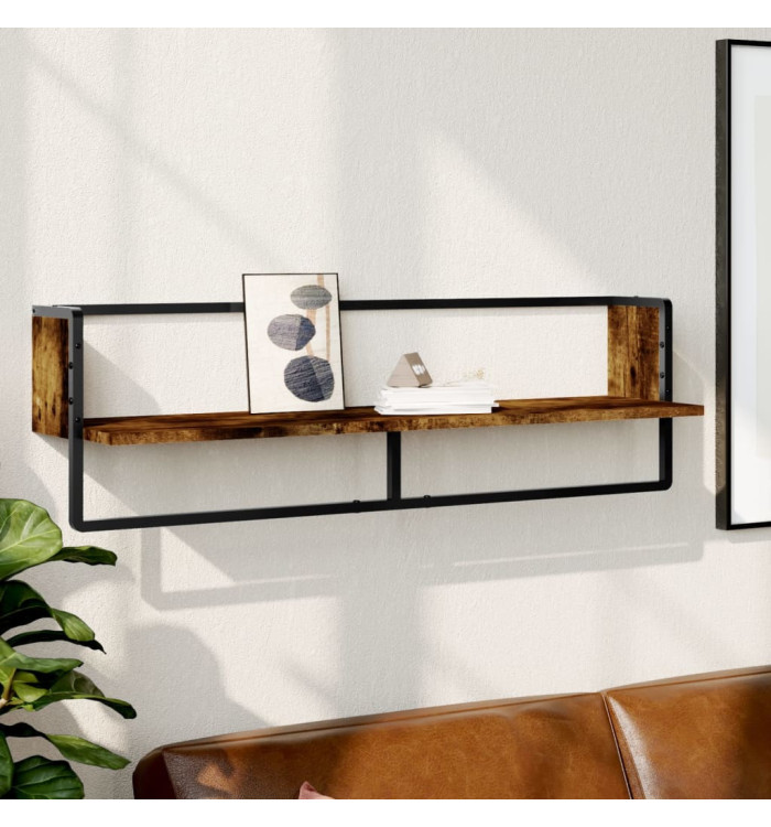 Étagère murale avec barre chêne fumé 100x25x30 cm | Mobilier & Déco