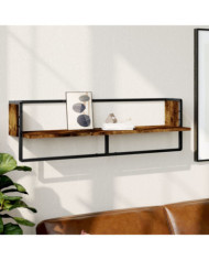 Étagère murale avec barre chêne fumé 100x25x30 cm | Mobilier & Déco