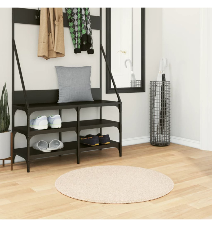 Tapis HUARTE à poils courts doux et lavable beige Ø 80 cm | Mobilier & Déco